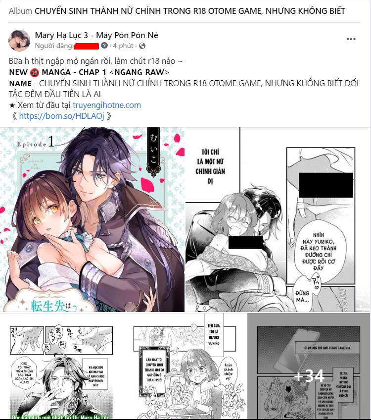 [18+] chuyển sinh thành nữ chính trong r18 otome game, nhưng không biết đối tác đêm đầu tiên là ai Chap 1.1 - Trang 2