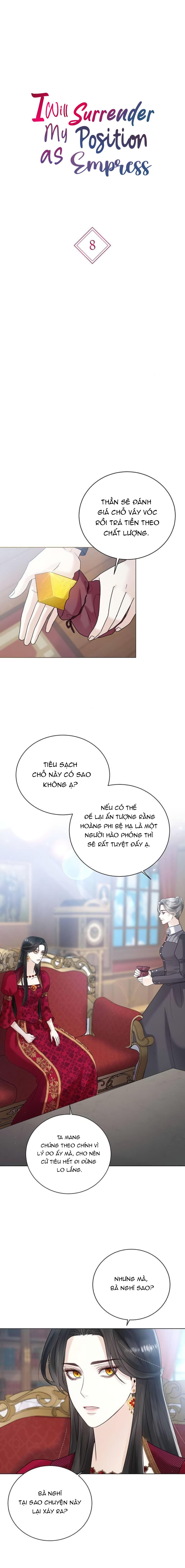 tôi sẽ từ bỏ vị trí hoàng hậu Chap 10.1 - Trang 2